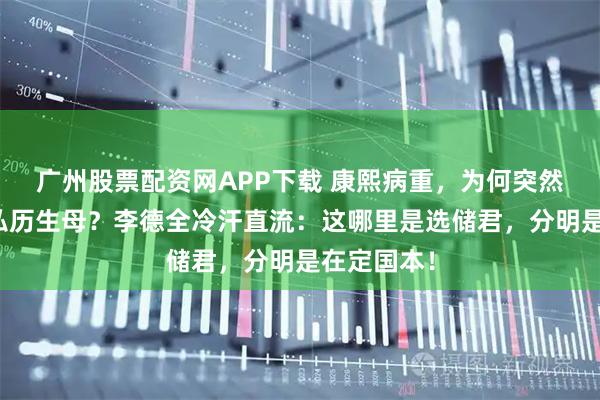 广州股票配资网APP下载 康熙病重,为何突然下令彻查弘历生母?李德全冷汗直流:这哪里是选储君,分明是在定国本!